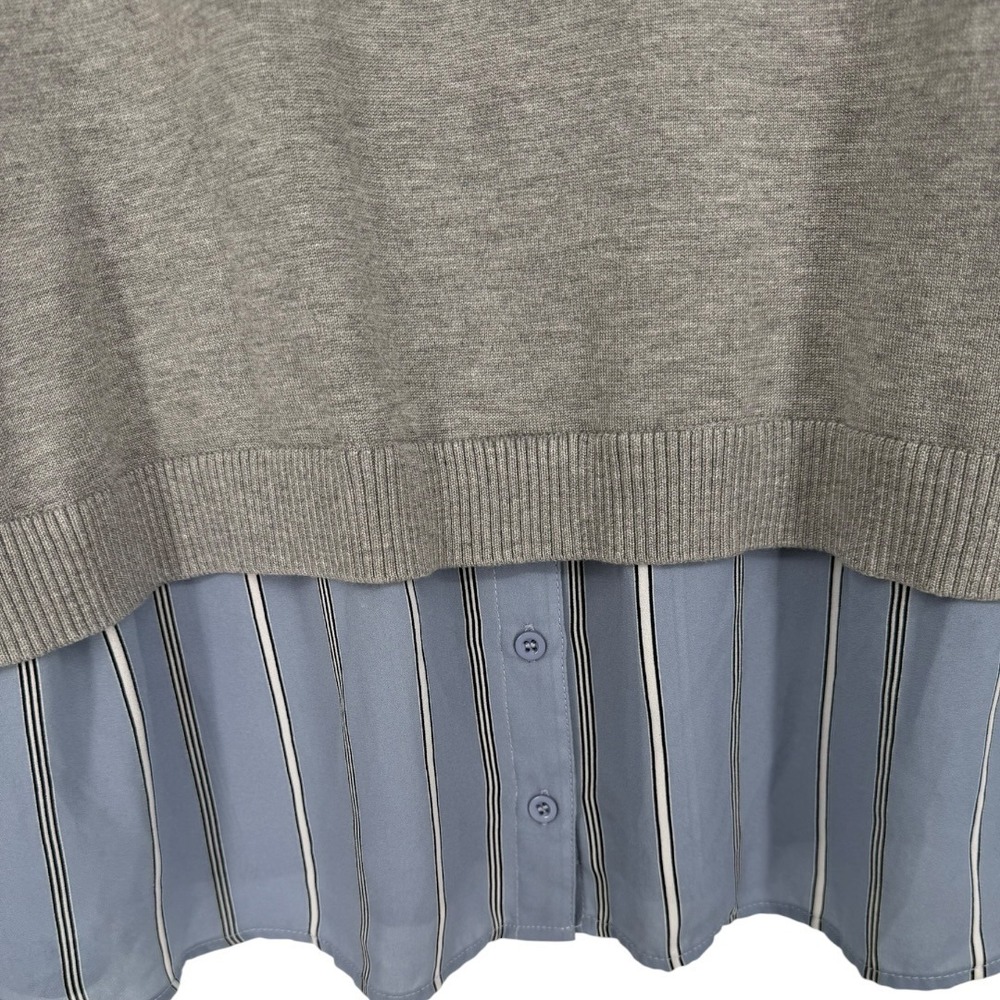 Adrianna Papell Womens 2-in-1 Mixed Media Layered Sweater Top Gray Blue Size 2X - Picture 9 of 14